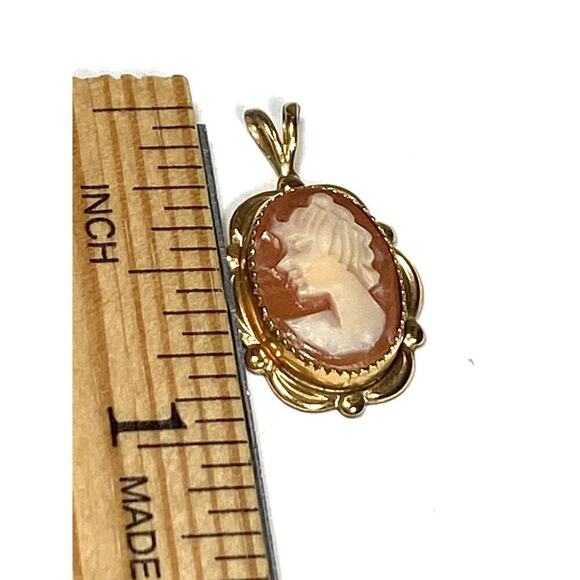 Vintage Shell Cameo 1/20 14K GF Gold-Filled Shell Pendant TK Tru-Kay - Picture 7 of 8